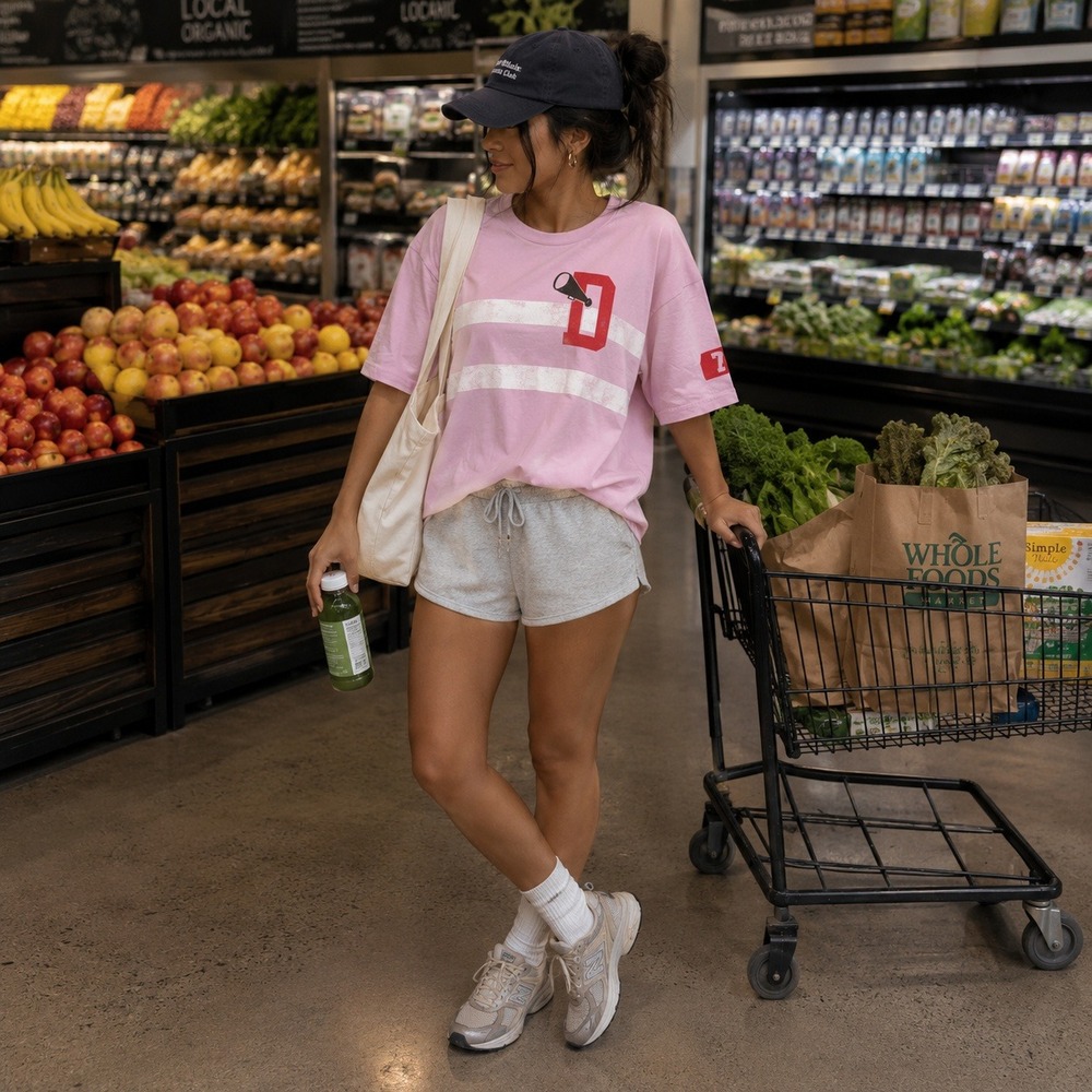 NWT Daydreamer LA Varsity Tee Pink Oversized Cotton USA Made Large Collegiate
